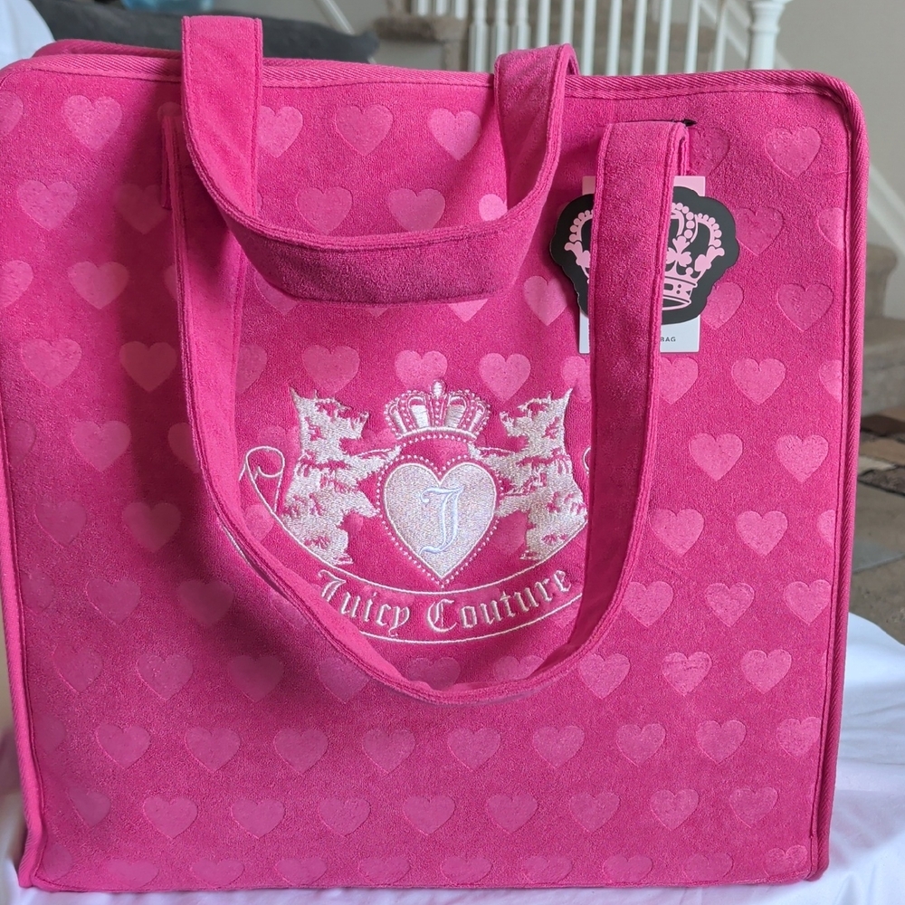 Juicy Couture Hot Pink Heart-Print Tote Bag